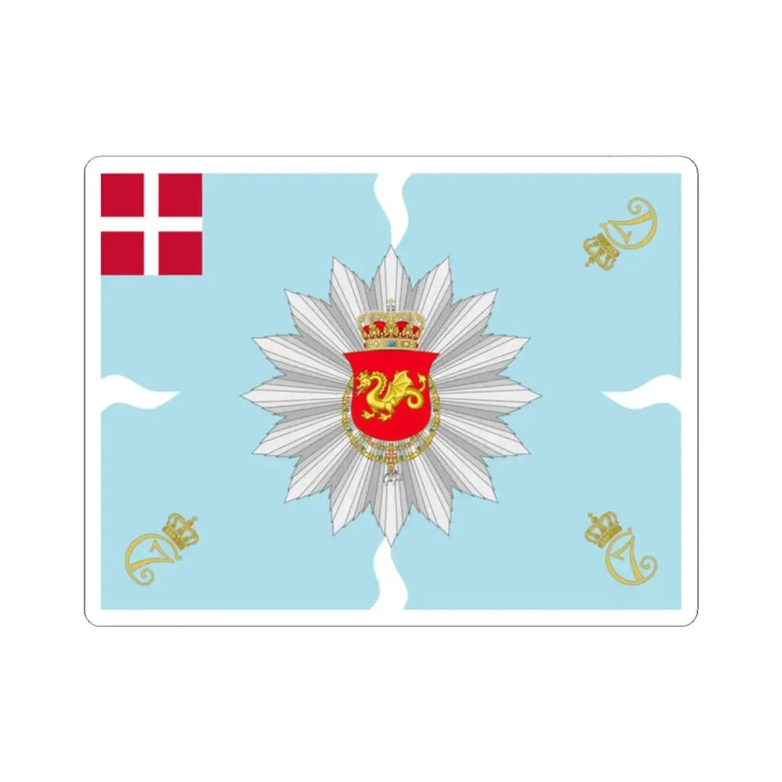 Regimental flag of Funen Infantry Regiment 1778-1785 (Denmark) STICKER Vinyl Kiss-Cut Decal 2 Inch White - The Sticker Space