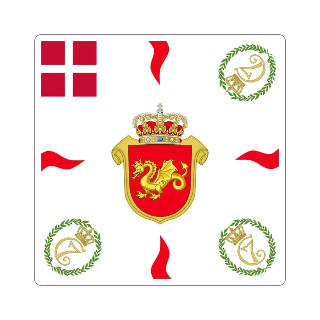 Regimental flag of Funen Infantry Regiment (Denmark) STICKER Vinyl Kiss-Cut Decal 3 Inch White - The Sticker Space