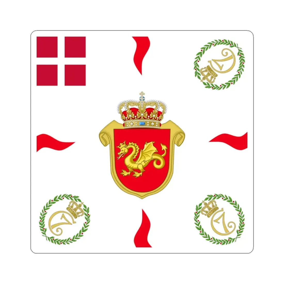 Regimental flag of Funen Infantry Regiment (Denmark) STICKER Vinyl Kiss-Cut Decal 6 Inch White - The Sticker Space