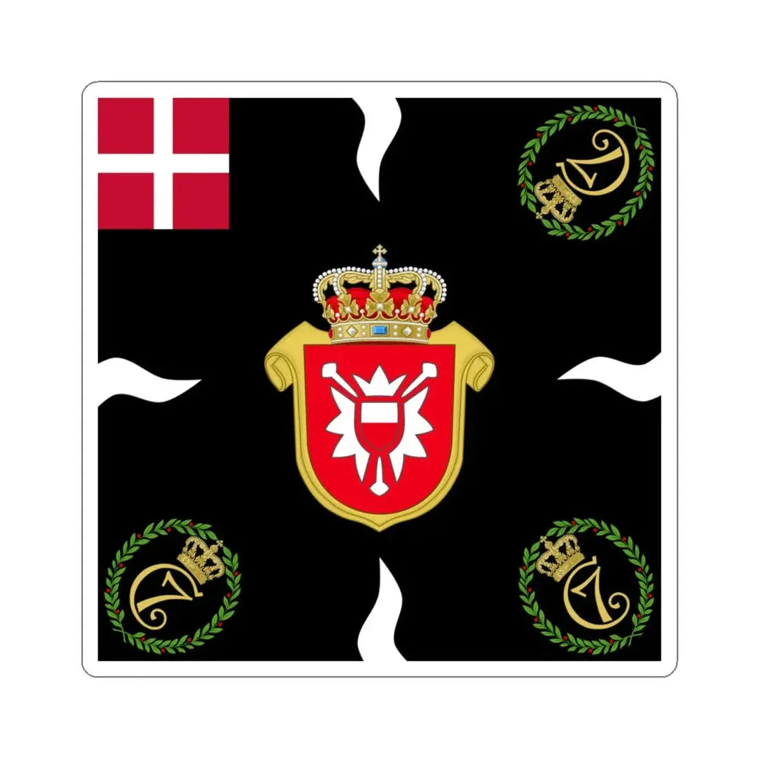 Regimental flag of Holstein Infantry Regiment 2 (Denmark) STICKER Vinyl Kiss-Cut Decal 6 Inch White - The Sticker Space