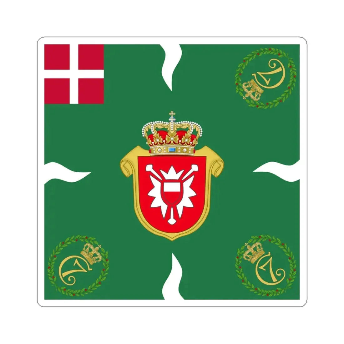 Regimental flag of Holstein Infantry Regiment (Denmark) STICKER Vinyl Kiss-Cut Decal 4 Inch White - The Sticker Space