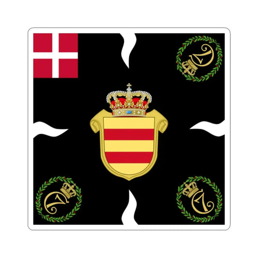 Regimental flag of Oldenburg Infantry Regiment 2 (Denmark) STICKER Vinyl Kiss-Cut Decal 2 Inch White - The Sticker Space