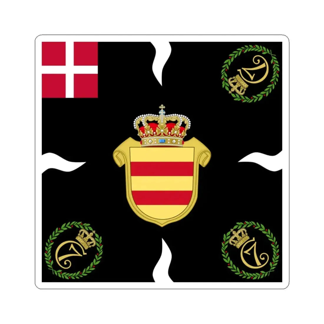 Regimental flag of Oldenburg Infantry Regiment 2 (Denmark) STICKER Vinyl Kiss-Cut Decal 3 Inch White - The Sticker Space