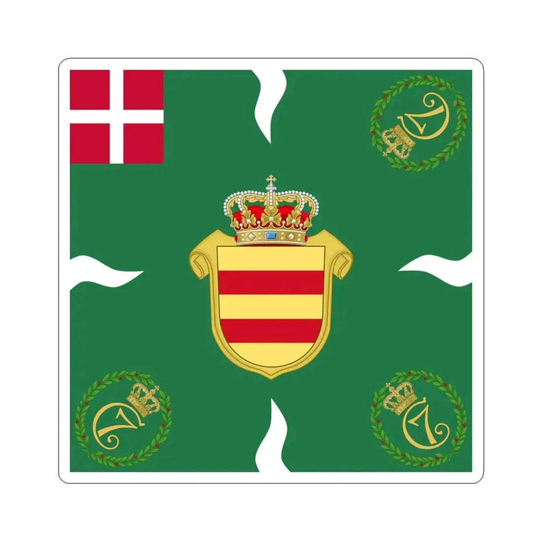 Regimental flag of Oldenburg Infantry Regiment (Denmark) STICKER Vinyl Kiss-Cut Decal 4 Inch White - The Sticker Space
