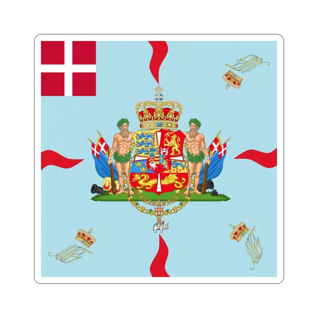 Regimental flag of Queens Regiment of Foot Denmark (Denmark) STICKER Vinyl Kiss-Cut Decal 3 Inch White - The Sticker Space
