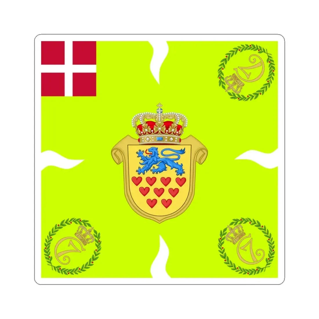 Regimental flag of Ribe Infantry Regiment (Denmark) STICKER Vinyl Kiss-Cut Decal 3 Inch White - The Sticker Space