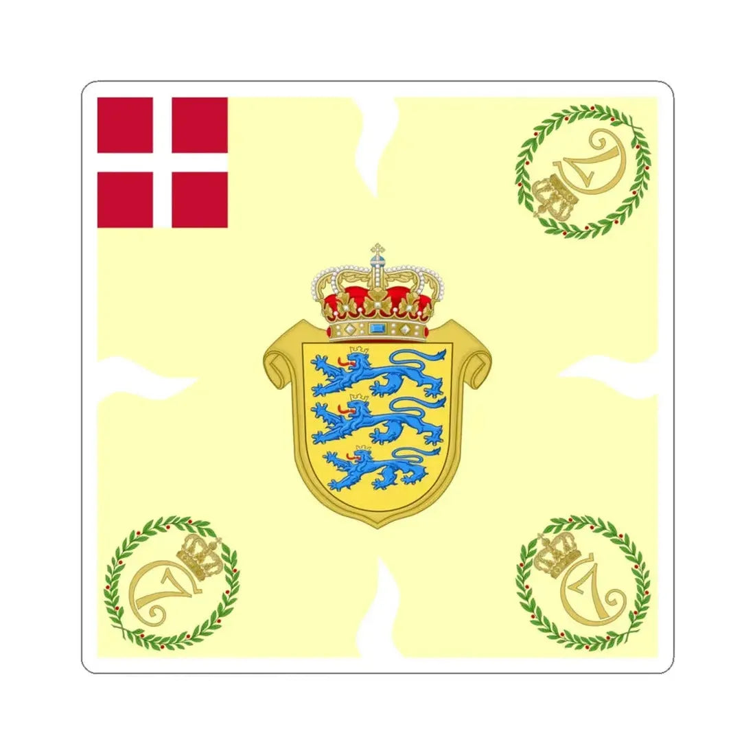 Regimental flag of Zealandic Infantry Regiment (Denmark) STICKER Vinyl Kiss-Cut Decal 6 Inch White - The Sticker Space