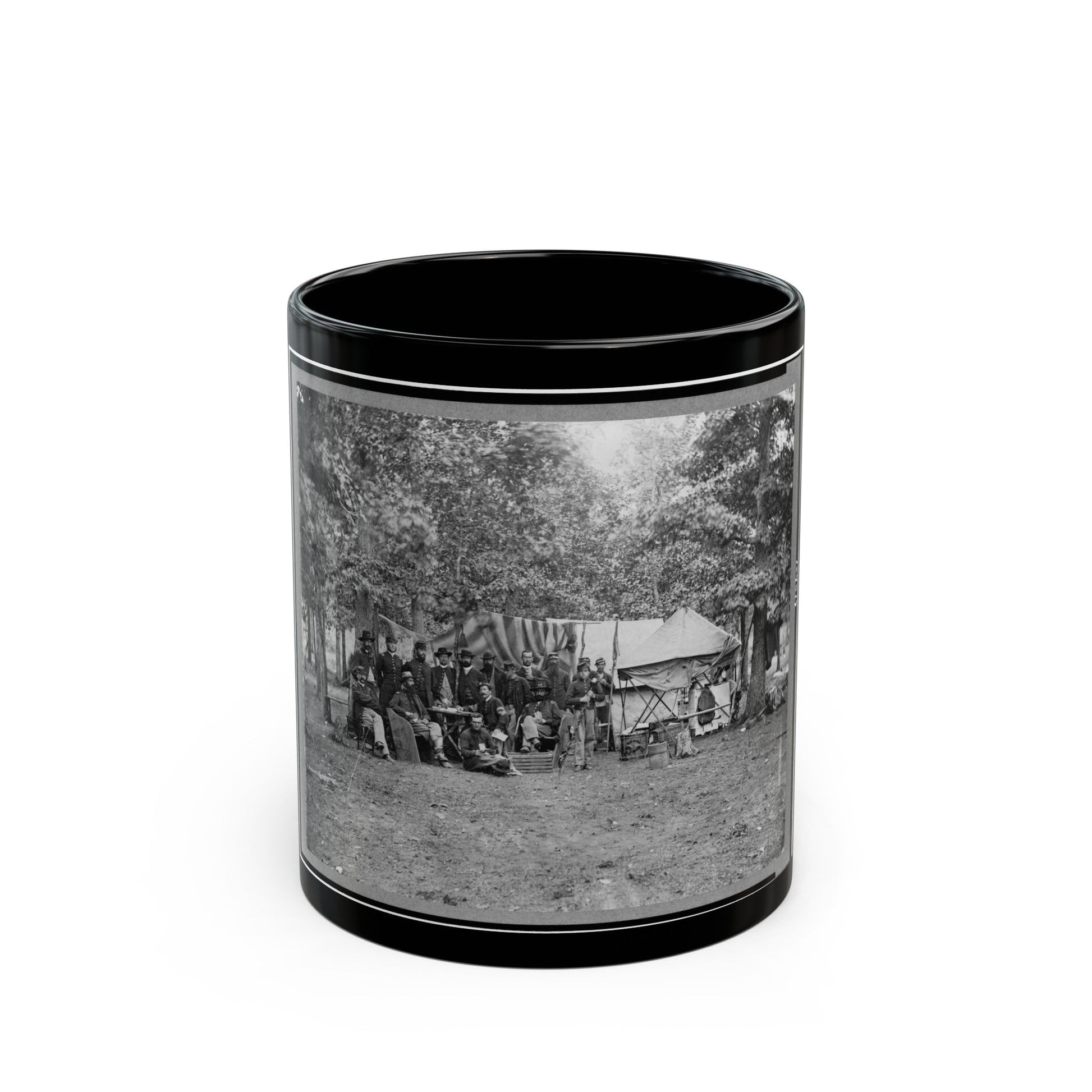 Regimental Staff, New York Volunteers, Near Bealton I.E., Bealeton , Va. (U.S. Civil War) Black Coffee Mug-11oz-The Sticker Space