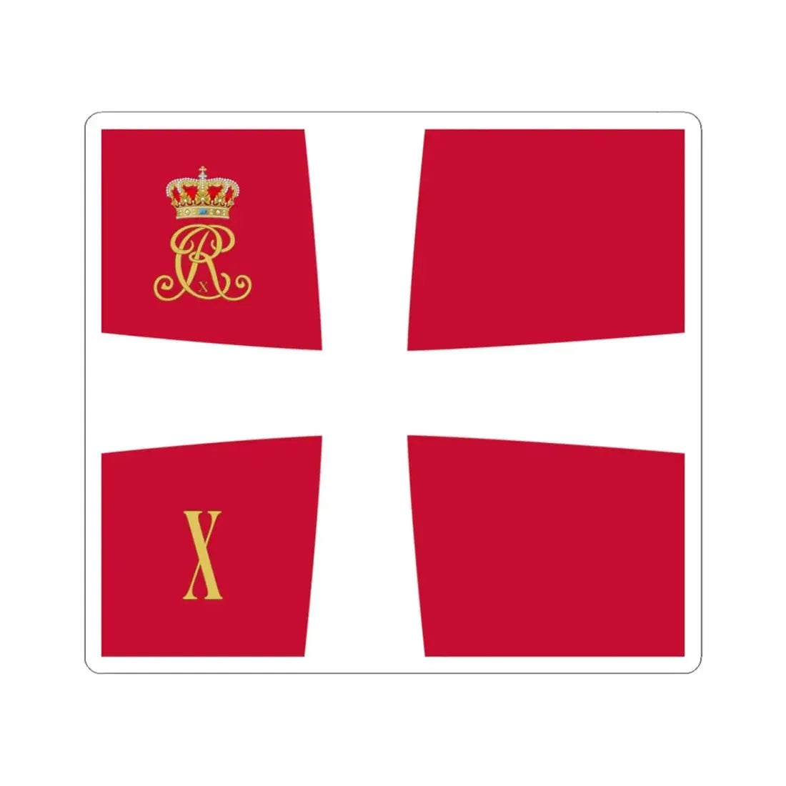 Regimental standard of 10 Battalion of Denmark 1912-1947 (Denmark) STICKER Vinyl Kiss-Cut Decal 3 Inch White - The Sticker Space