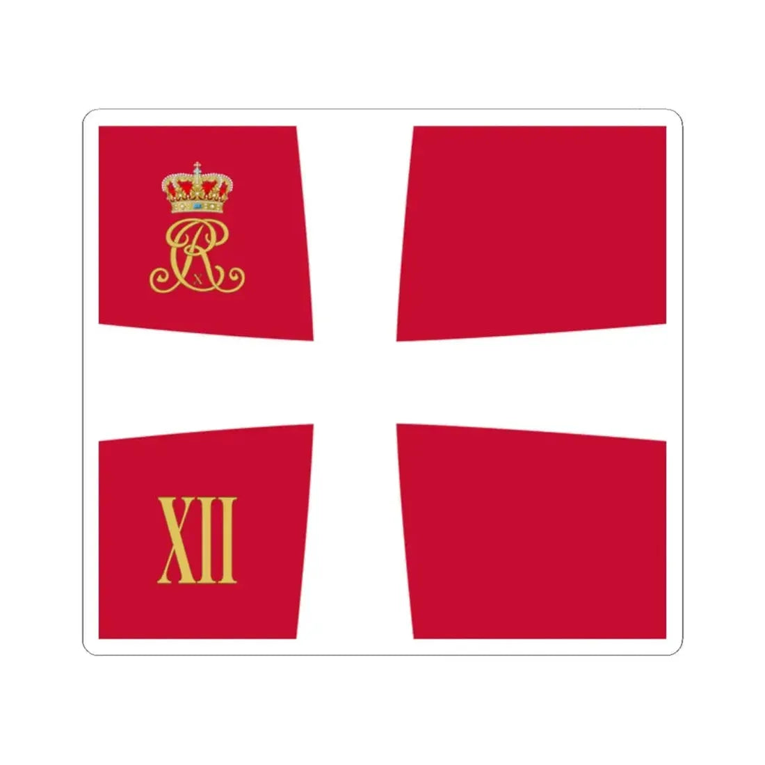 Regimental standard of 12 Battalion of Denmark 1912-1947 (Denmark) STICKER Vinyl Kiss-Cut Decal 2 Inch White - The Sticker Space