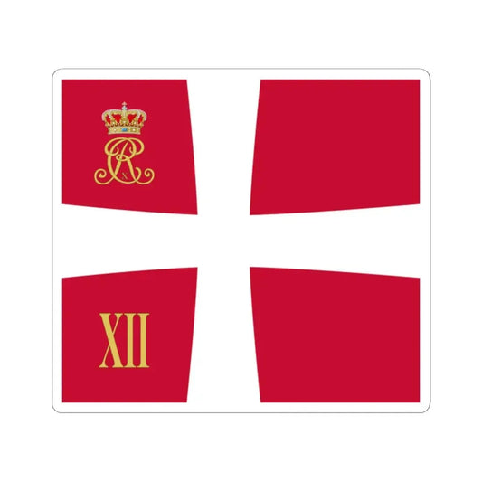 Regimental standard of 12 Battalion of Denmark 1912-1947 (Denmark) STICKER Vinyl Kiss-Cut Decal 2 Inch White - The Sticker Space