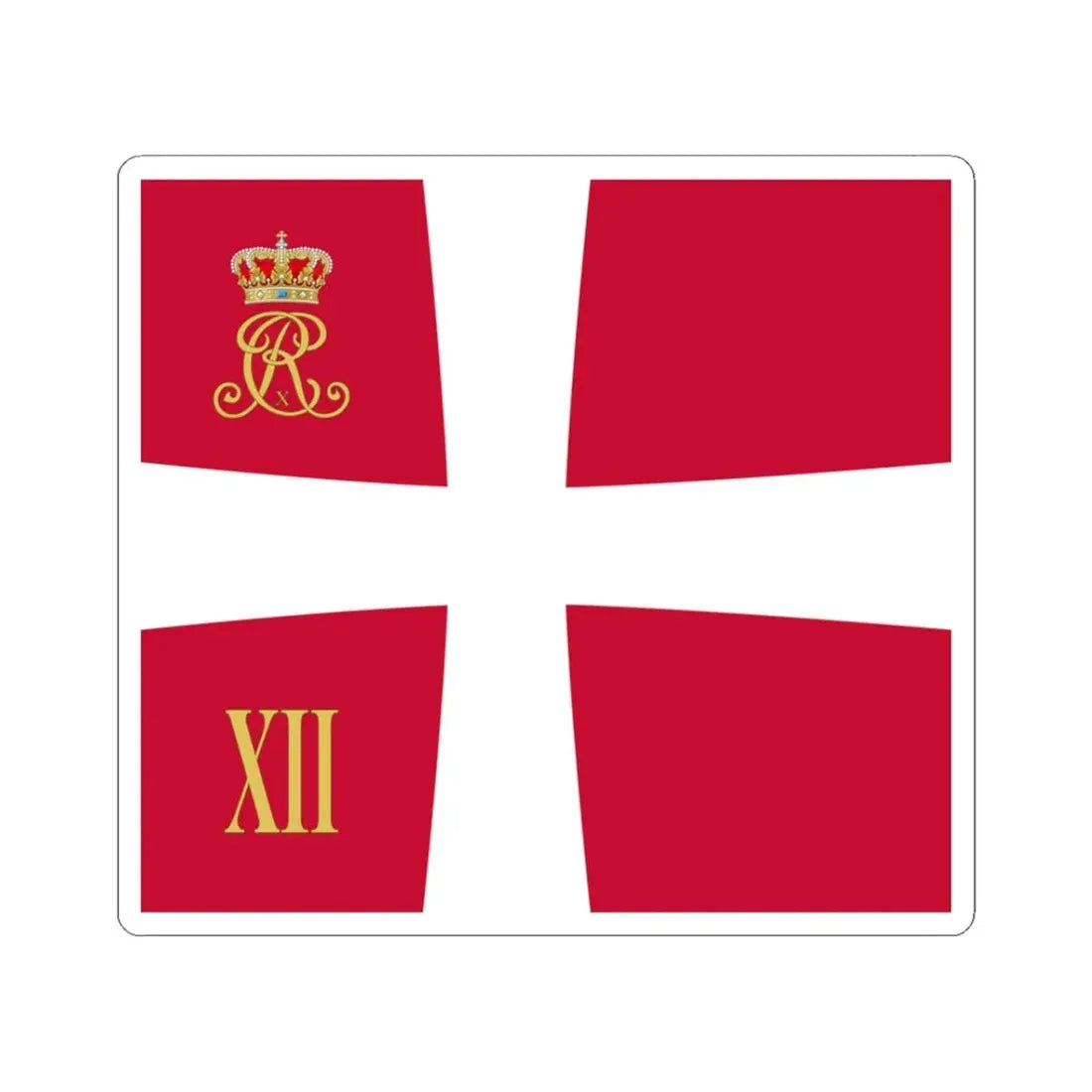 Regimental standard of 12 Battalion of Denmark 1912-1947 (Denmark) STICKER Vinyl Kiss-Cut Decal 3 Inch White - The Sticker Space