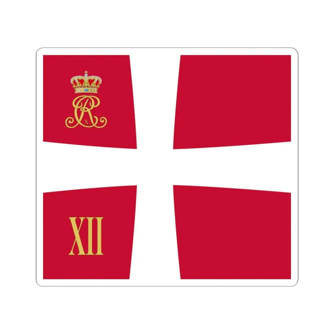 Regimental standard of 12 Battalion of Denmark 1912-1947 (Denmark) STICKER Vinyl Kiss-Cut Decal 4 Inch White - The Sticker Space