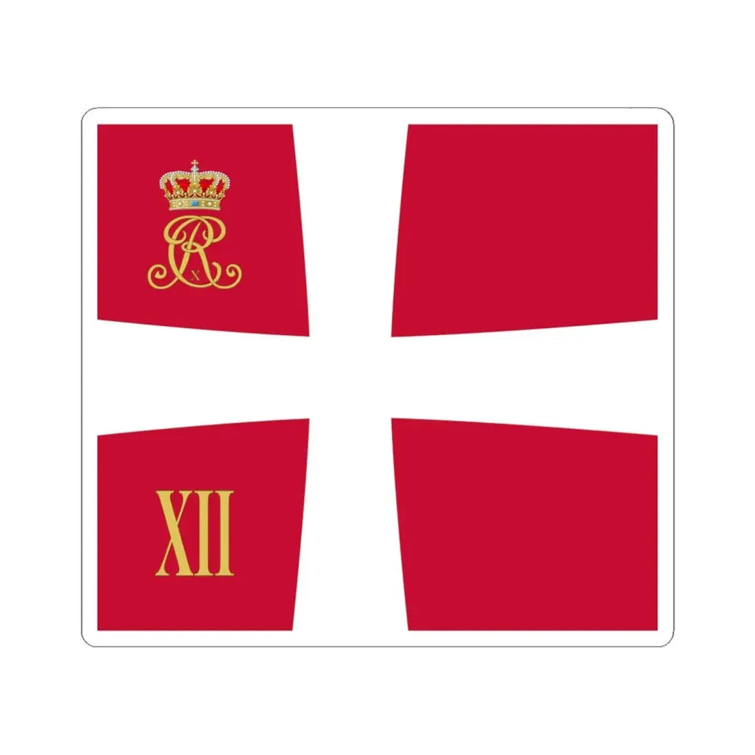 Regimental standard of 12 Battalion of Denmark 1912-1947 (Denmark) STICKER Vinyl Kiss-Cut Decal 6 Inch White - The Sticker Space