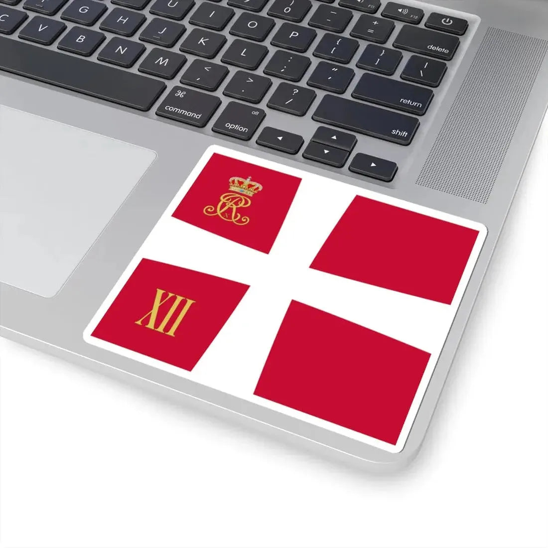 Regimental standard of 12 Battalion of Denmark 1912-1947 (Denmark) STICKER Vinyl Kiss-Cut Decal - The Sticker Space