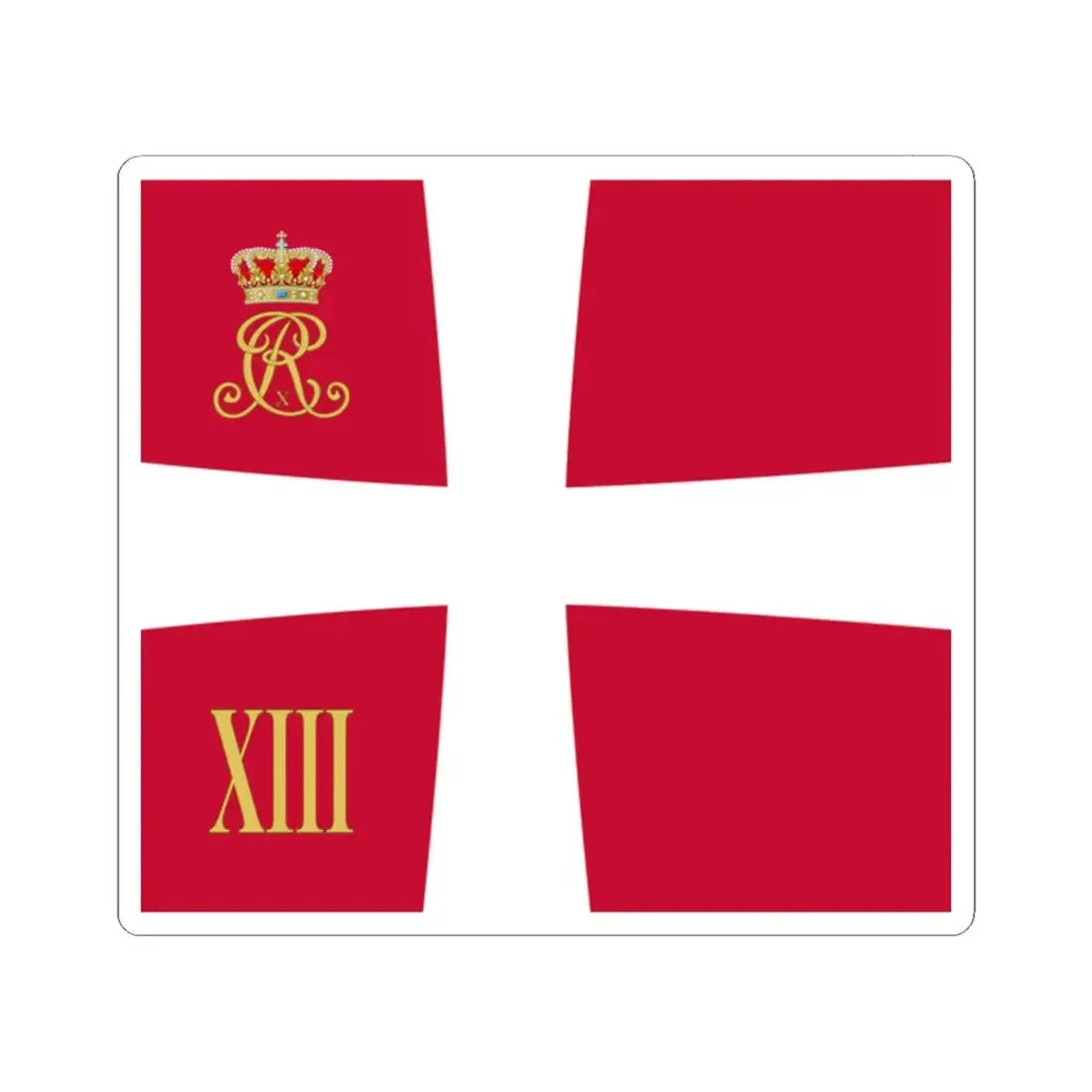 Regimental standard of 13 Battalion of Denmark 1912-1947 (Denmark) STICKER Vinyl Kiss-Cut Decal 2 Inch White - The Sticker Space