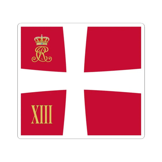 Regimental standard of 13 Battalion of Denmark 1912-1947 (Denmark) STICKER Vinyl Kiss-Cut Decal 2 Inch White - The Sticker Space