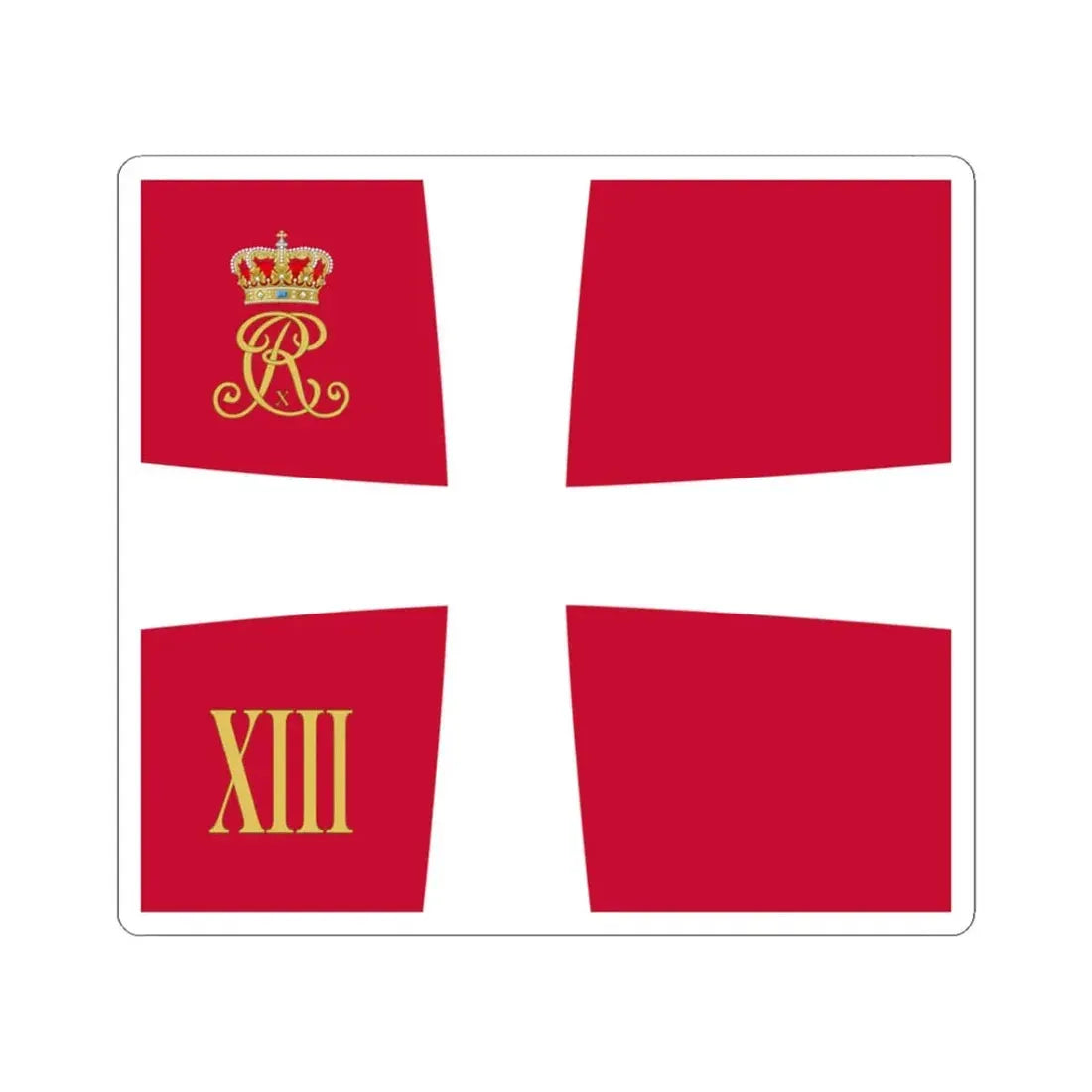 Regimental standard of 13 Battalion of Denmark 1912-1947 (Denmark) STICKER Vinyl Kiss-Cut Decal 3 Inch White - The Sticker Space
