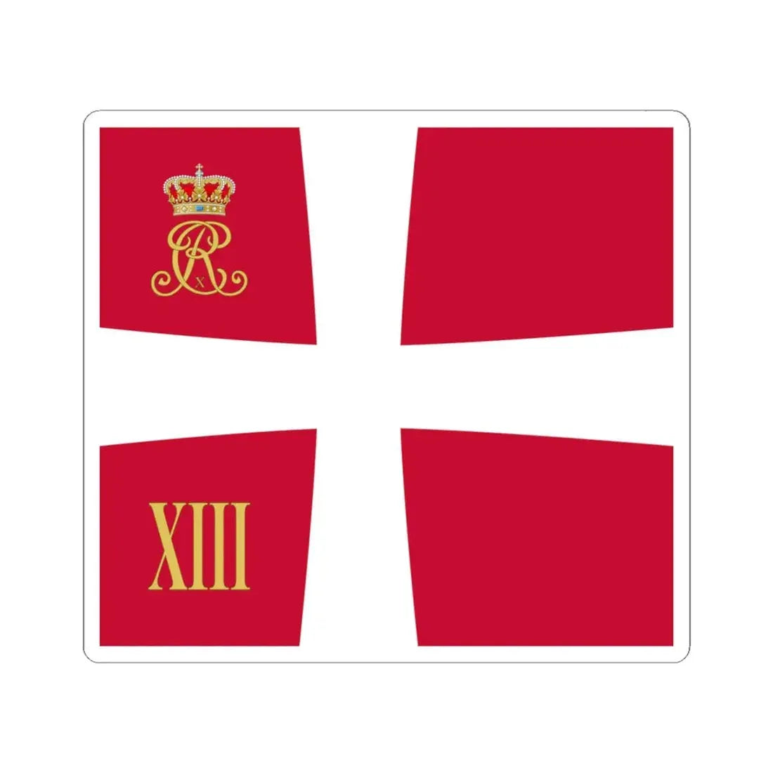 Regimental standard of 13 Battalion of Denmark 1912-1947 (Denmark) STICKER Vinyl Kiss-Cut Decal 4 Inch White - The Sticker Space
