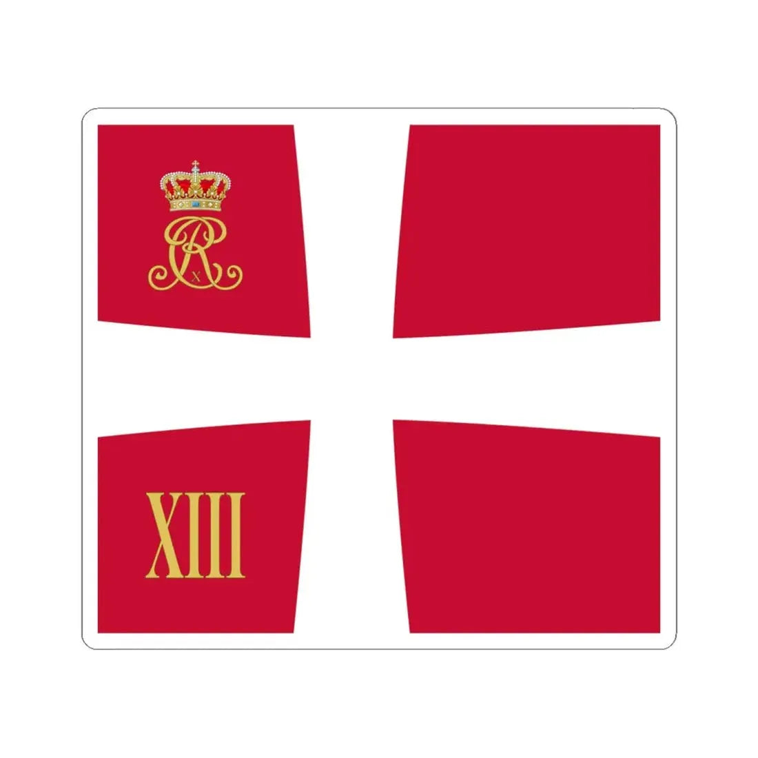 Regimental standard of 13 Battalion of Denmark 1912-1947 (Denmark) STICKER Vinyl Kiss-Cut Decal 6 Inch White - The Sticker Space