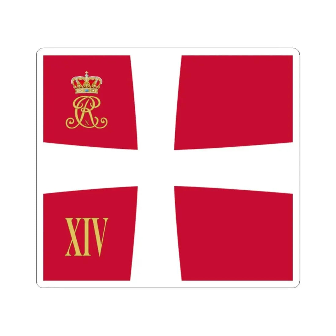 Regimental standard of 14 Battalion of Denmark 1912-1947 (Denmark) STICKER Vinyl Kiss-Cut Decal 2 Inch White - The Sticker Space
