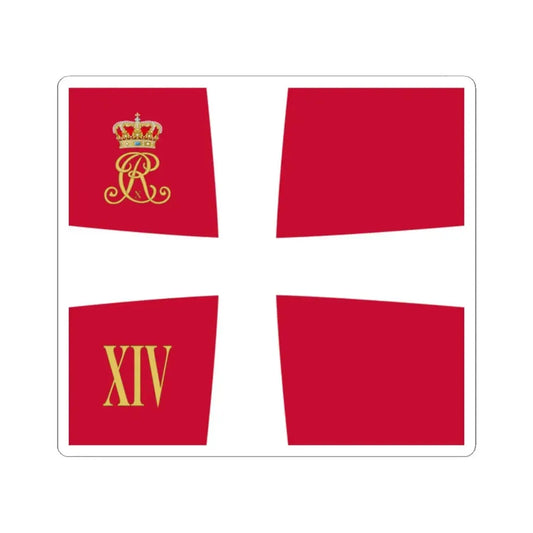Regimental standard of 14 Battalion of Denmark 1912-1947 (Denmark) STICKER Vinyl Kiss-Cut Decal 2 Inch White - The Sticker Space
