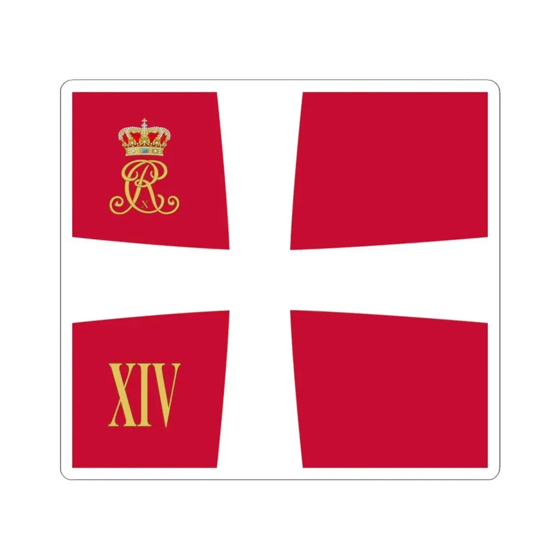 Regimental standard of 14 Battalion of Denmark 1912-1947 (Denmark) STICKER Vinyl Kiss-Cut Decal 3 Inch White - The Sticker Space
