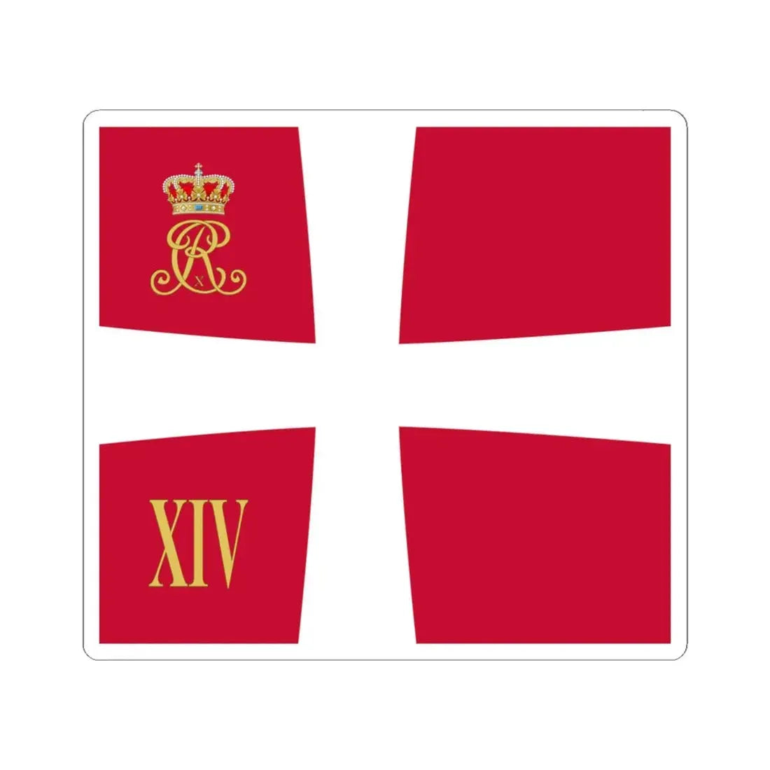 Regimental standard of 14 Battalion of Denmark 1912-1947 (Denmark) STICKER Vinyl Kiss-Cut Decal 4 Inch White - The Sticker Space