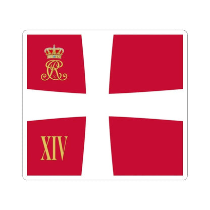 Regimental standard of 14 Battalion of Denmark 1912-1947 (Denmark) STICKER Vinyl Kiss-Cut Decal 4 Inch White - The Sticker Space