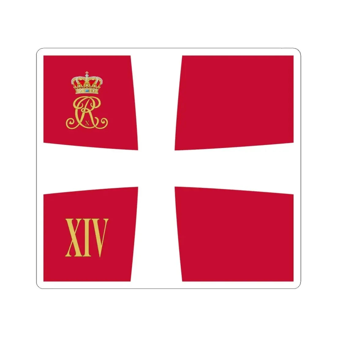 Regimental standard of 14 Battalion of Denmark 1912-1947 (Denmark) STICKER Vinyl Kiss-Cut Decal 6 Inch White - The Sticker Space