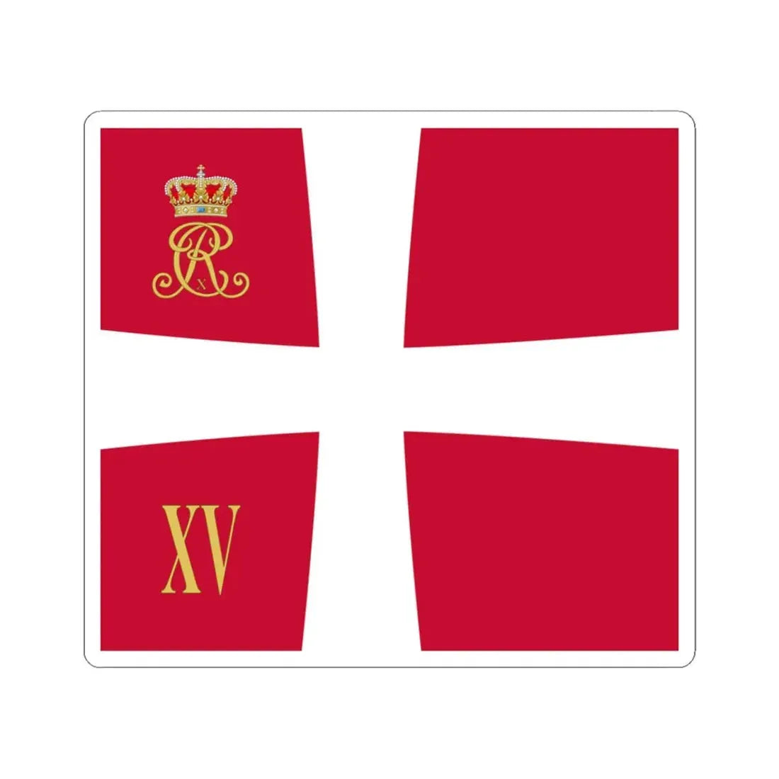 Regimental standard of 15 Battalion of Denmark 1912-1947 (Denmark) STICKER Vinyl Kiss-Cut Decal 3 Inch White - The Sticker Space