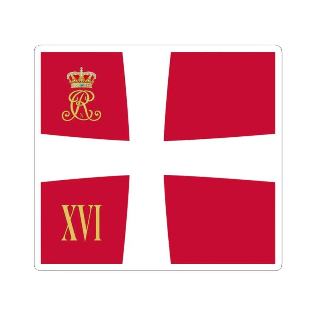 Regimental standard of 16 Battalion of Denmark 1912-1947 (Denmark) STICKER Vinyl Kiss-Cut Decal 2 Inch White - The Sticker Space