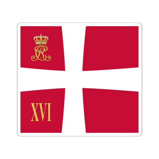 Regimental standard of 16 Battalion of Denmark 1912-1947 (Denmark) STICKER Vinyl Kiss-Cut Decal 2 Inch White - The Sticker Space