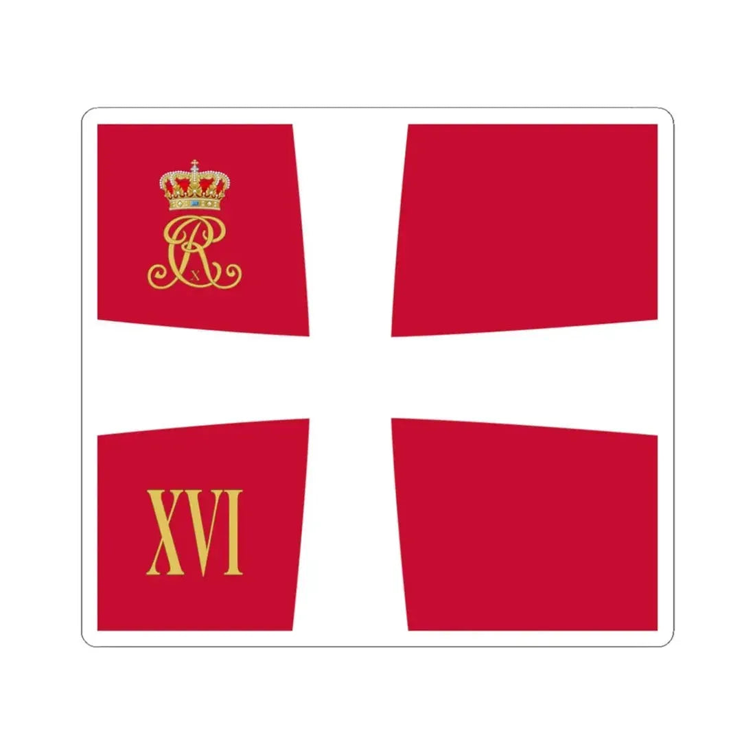 Regimental standard of 16 Battalion of Denmark 1912-1947 (Denmark) STICKER Vinyl Kiss-Cut Decal 3 Inch White - The Sticker Space