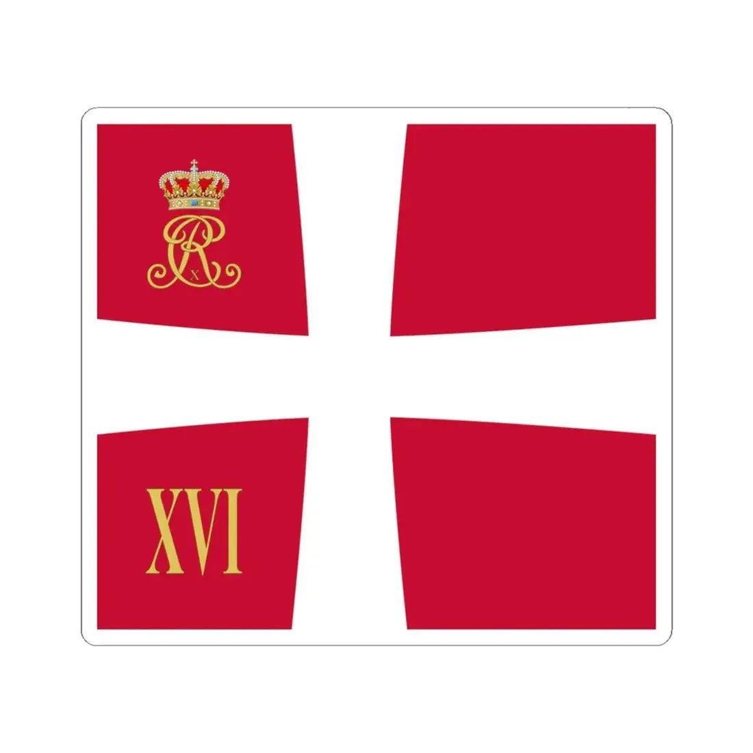 Regimental standard of 16 Battalion of Denmark 1912-1947 (Denmark) STICKER Vinyl Kiss-Cut Decal 4 Inch White - The Sticker Space