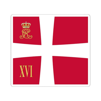 Regimental standard of 16 Battalion of Denmark 1912-1947 (Denmark) STICKER Vinyl Kiss-Cut Decal 4 Inch White - The Sticker Space