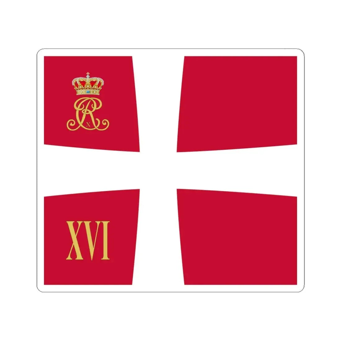 Regimental standard of 16 Battalion of Denmark 1912-1947 (Denmark) STICKER Vinyl Kiss-Cut Decal 6 Inch White - The Sticker Space