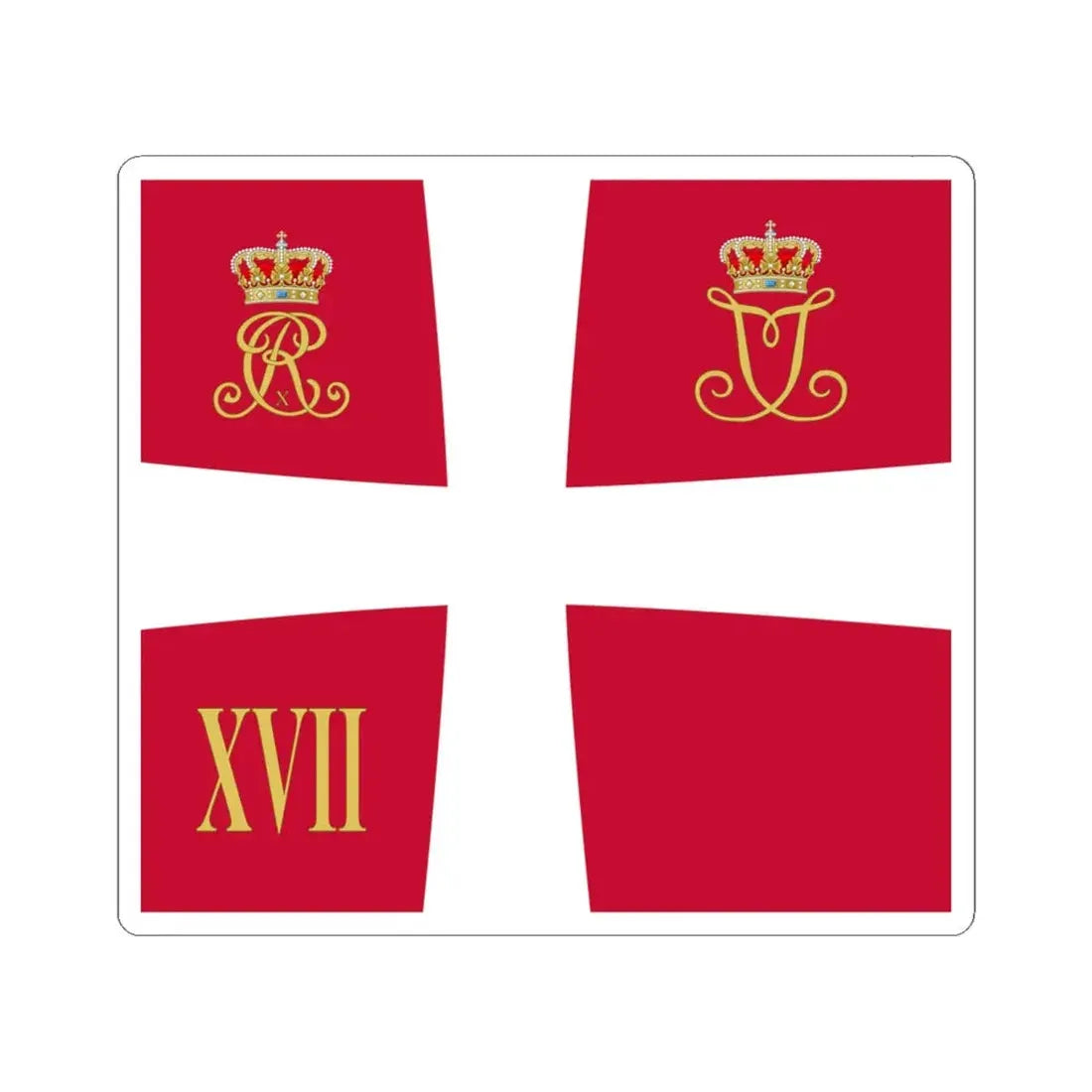 Regimental standard of 17 Battalion of Denmark 1912-1947 (Denmark) STICKER Vinyl Kiss-Cut Decal 6 Inch White - The Sticker Space