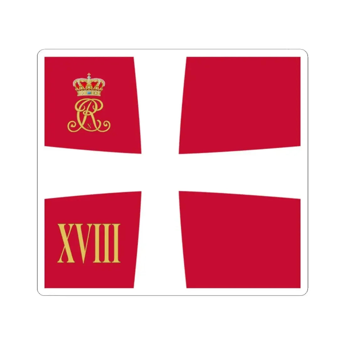 Regimental standard of 18 Battalion of Denmark 1912-1947 (Denmark) STICKER Vinyl Kiss-Cut Decal 2 Inch White - The Sticker Space