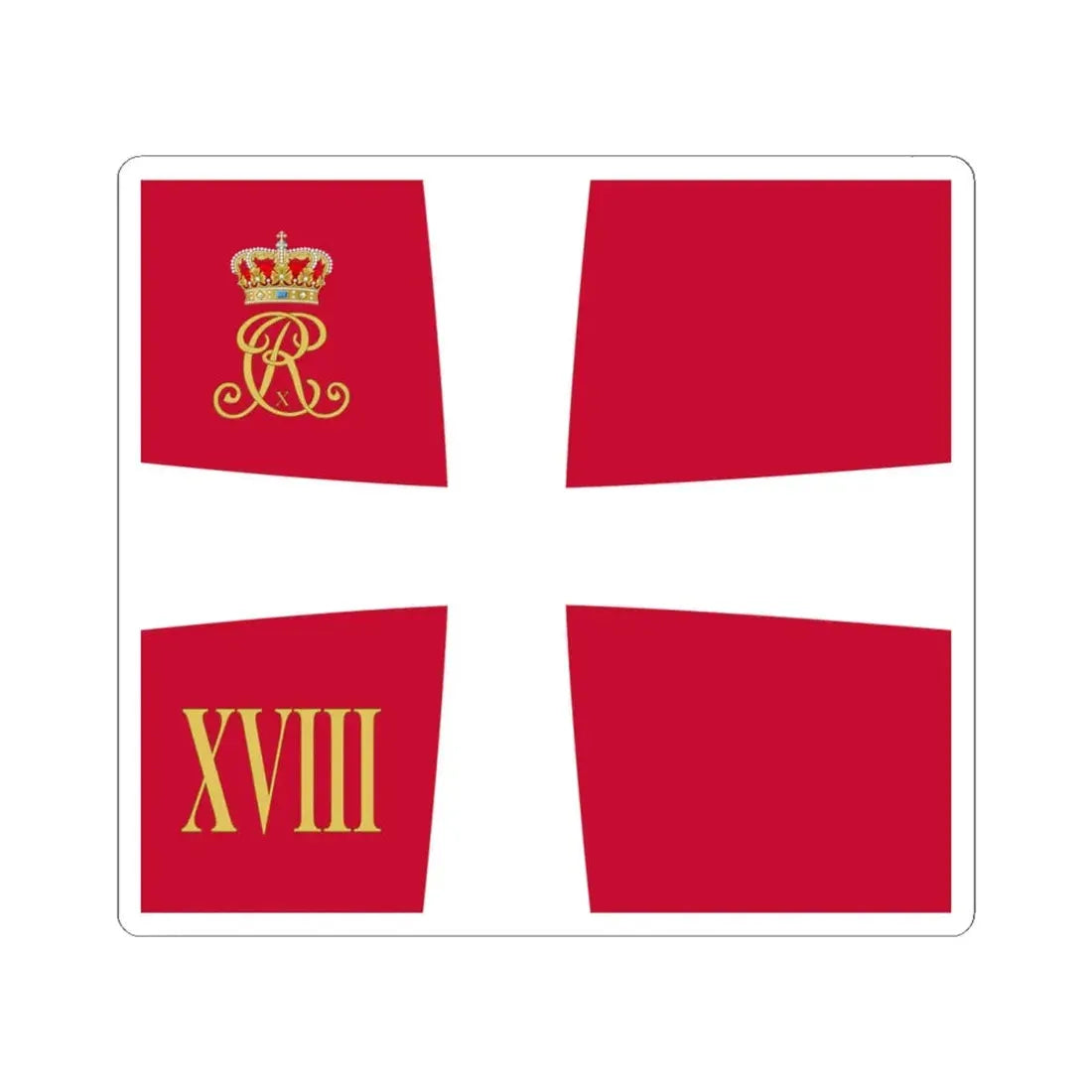 Regimental standard of 18 Battalion of Denmark 1912-1947 (Denmark) STICKER Vinyl Kiss-Cut Decal 4 Inch White - The Sticker Space