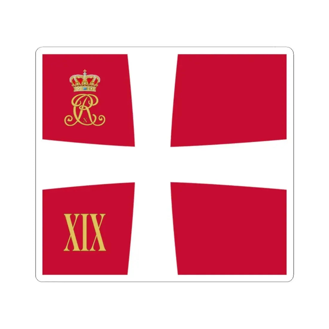 Regimental standard of 19 Battalion of Denmark 1912-1947 (Denmark) STICKER Vinyl Kiss-Cut Decal 2 Inch White - The Sticker Space
