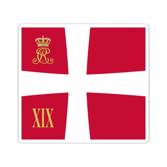 Regimental standard of 19 Battalion of Denmark 1912-1947 (Denmark) STICKER Vinyl Kiss-Cut Decal 2 Inch White - The Sticker Space