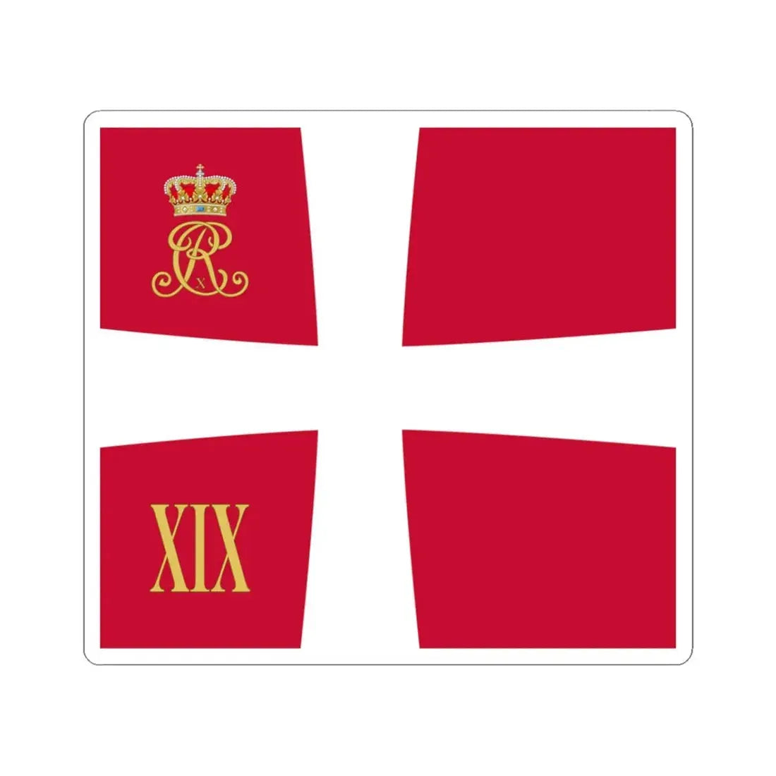 Regimental standard of 19 Battalion of Denmark 1912-1947 (Denmark) STICKER Vinyl Kiss-Cut Decal 3 Inch White - The Sticker Space