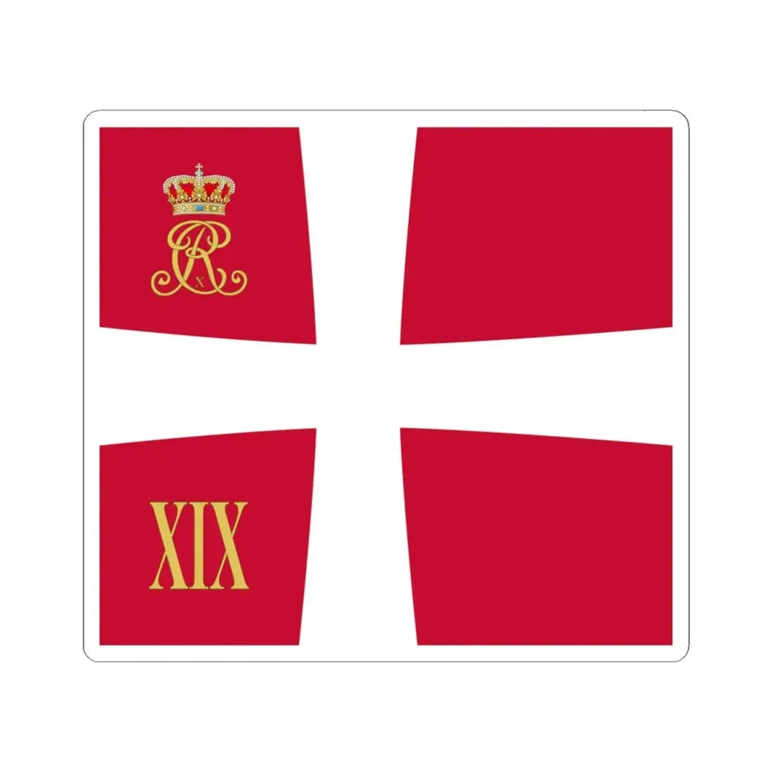 Regimental standard of 19 Battalion of Denmark 1912-1947 (Denmark) STICKER Vinyl Kiss-Cut Decal 4 Inch White - The Sticker Space