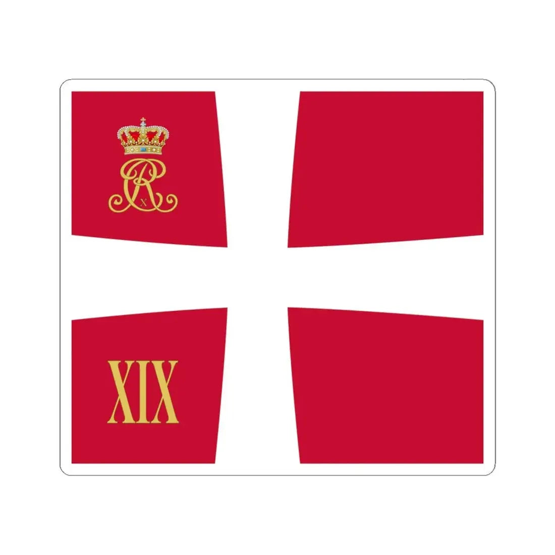 Regimental standard of 19 Battalion of Denmark 1912-1947 (Denmark) STICKER Vinyl Kiss-Cut Decal 6 Inch White - The Sticker Space