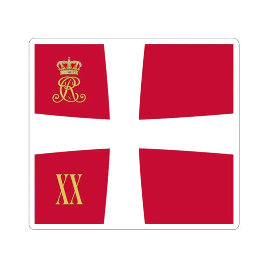 Regimental standard of 20 Battalion of Denmark 1912-1947 (Denmark) STICKER Vinyl Kiss-Cut Decal 2 Inch White - The Sticker Space