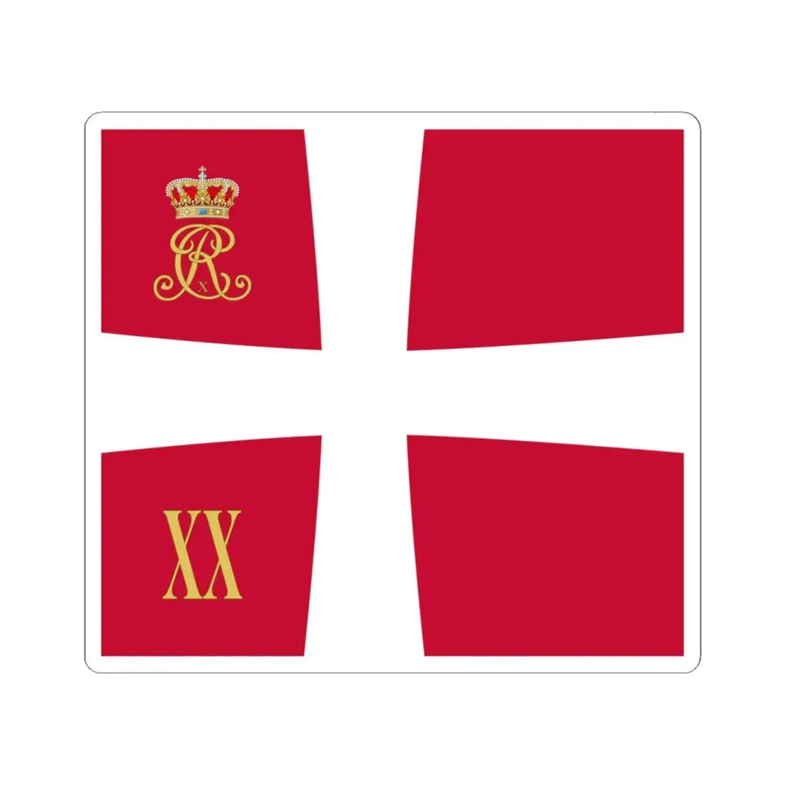 Regimental standard of 20 Battalion of Denmark 1912-1947 (Denmark) STICKER Vinyl Kiss-Cut Decal 4 Inch White - The Sticker Space