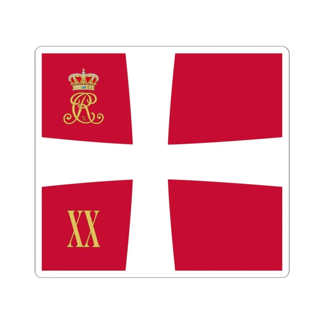 Regimental standard of 20 Battalion of Denmark 1912-1947 (Denmark) STICKER Vinyl Kiss-Cut Decal 6 Inch White - The Sticker Space