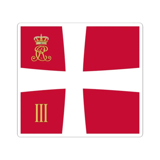 Regimental standard of 3 Battalion of Denmark 1912-1947 (Denmark) STICKER Vinyl Kiss-Cut Decal 2 Inch White - The Sticker Space
