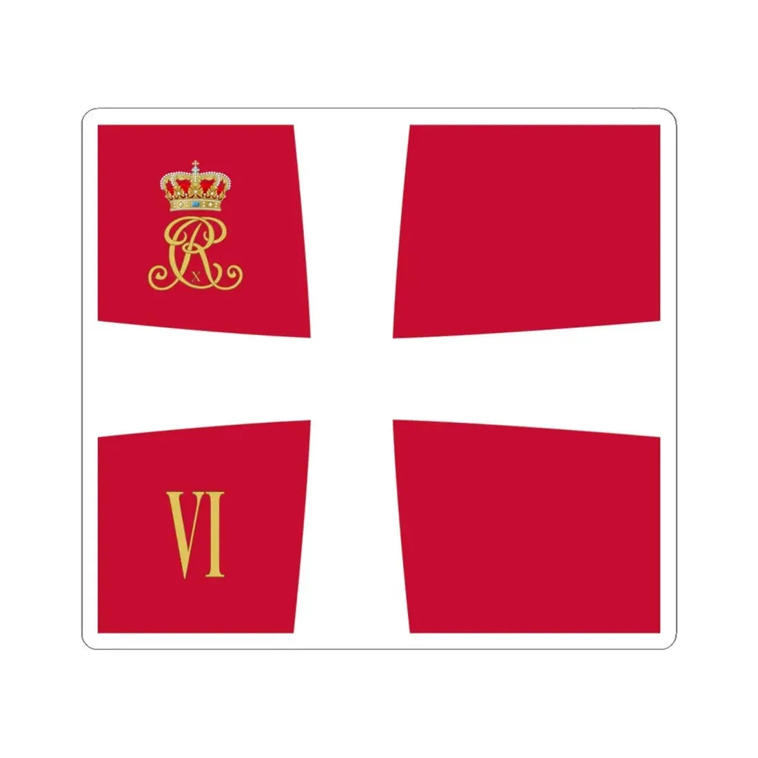 Regimental standard of 6 Battalion of Denmark 1912-1947 (Denmark) STICKER Vinyl Kiss-Cut Decal 6 Inch White - The Sticker Space